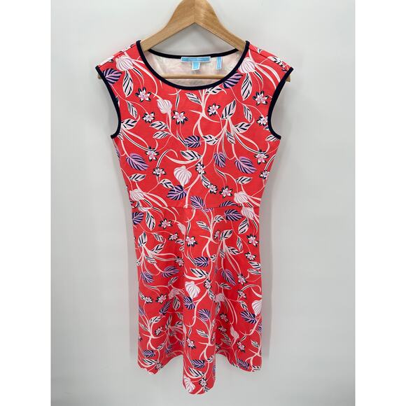 DRAPER JAMES Floral Ponte A-Line Dress Coral // XS - Picture 2 of 9